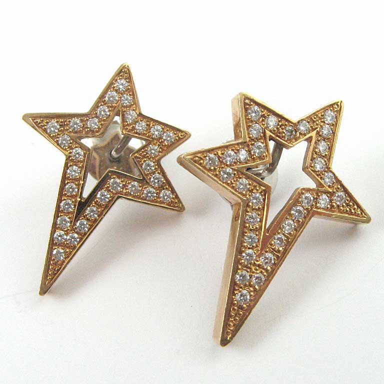 Sternen-Ohrringe in Gelbgold mit Brillanten