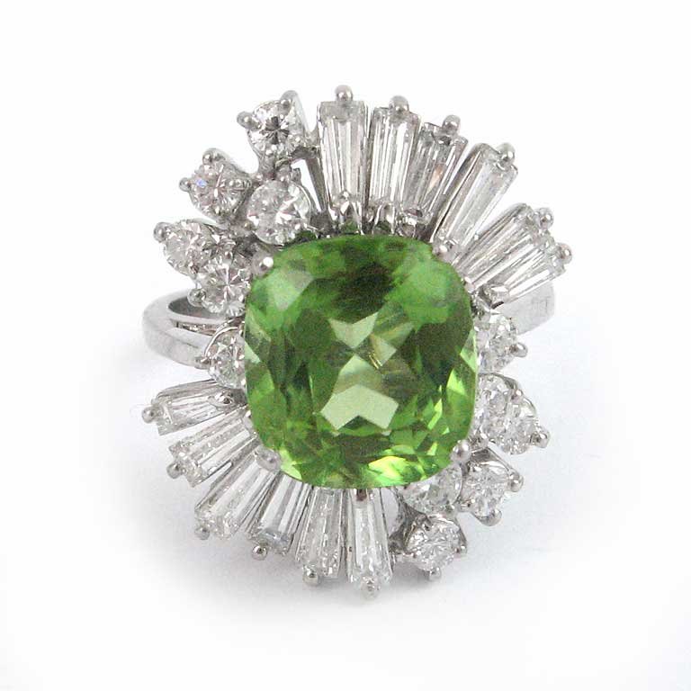 Peridot Diamant Ring in Weissgold